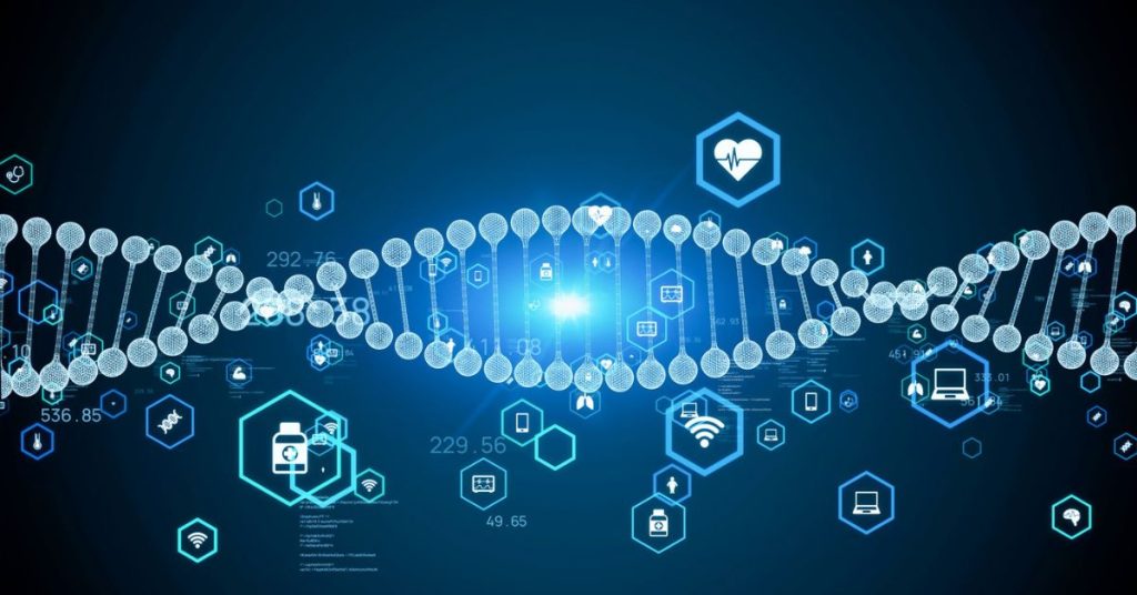 a DNA sequence to illustrate how NEO7 uses advanced long-read DNA sequencing to map your functional genome