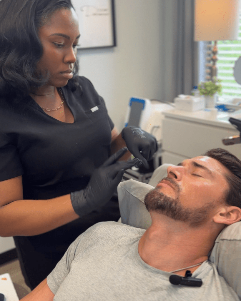 Ben Greenfield receiving PRP microneedling 