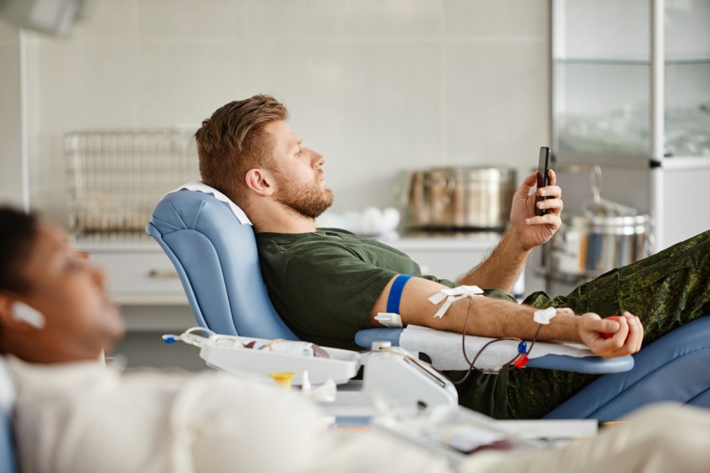 male donating young plasma